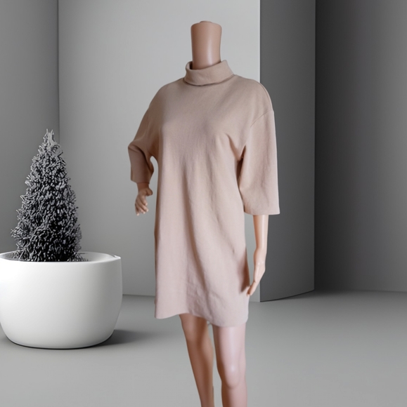 Zara Women's Oversized Turtleneck Cream Sweater Dress - Picture 13 of 16